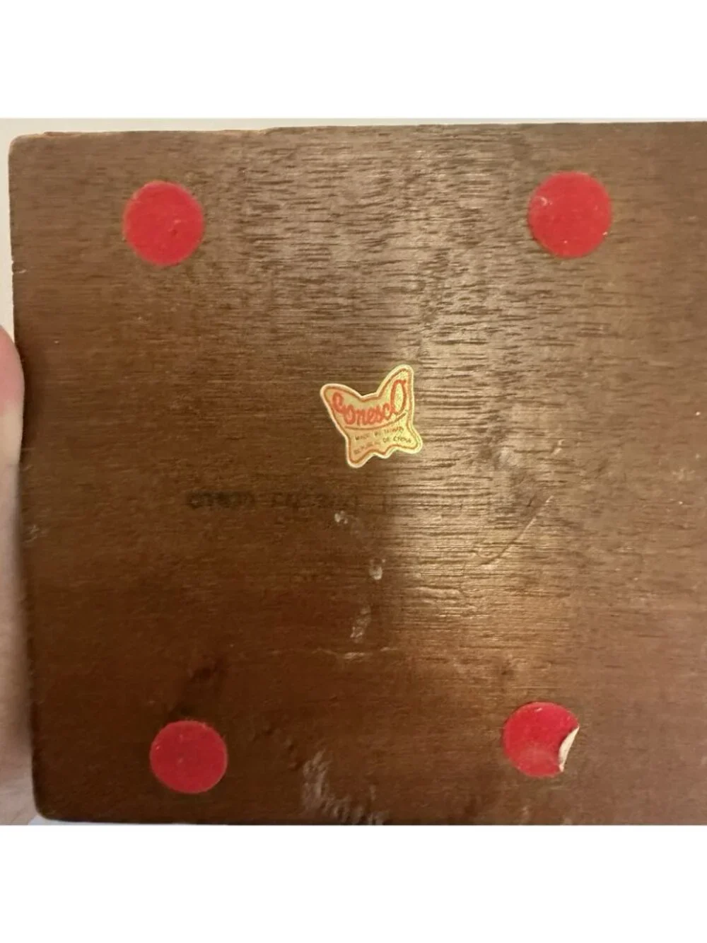 Vintage Enesco Wood Mini Game Cabinet Chess Checkers Darts Coasters Tabletop